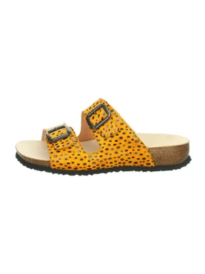 Think! Skórzane klapki "Julia" w kolorze żółtym rozmiar: 40