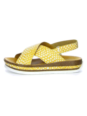Think! Skórzane sandały "Zega" w kolorze żółtym rozmiar: 41