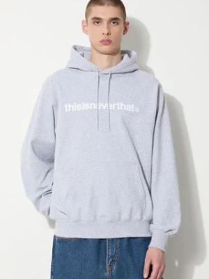 thisisneverthat bluza bawełniana T-logo LT Hoodie męska kolor szary z kapturem z nadrukiem TN240TSWHO01