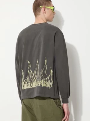 thisisneverthat longsleeve Flame Onyx męski kolor szary z nadrukiem TN241TTSLT03