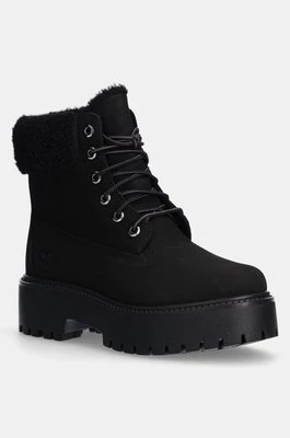 Timberland botki Stone Street damskie kolor czarny na płaskim obcasie lekko ocieplone TB0A2PU6W051