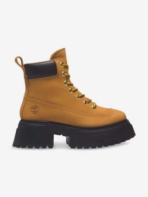 Timberland botki zamszowe Sky 6 IN Laceup damskie kolor brązowy na platformie lekko ocieplone TB0A2KMU2311