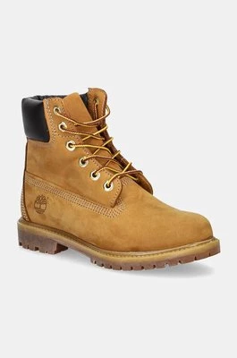 Timberland buty skórzane Premium 6 Inch damskie kolor brązowy na płaskim obcasie lekko ocieplone TB1103617131