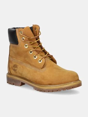 Timberland buty skórzane Premium 6 Inch damskie kolor brązowy na płaskim obcasie lekko ocieplone TB1103617131