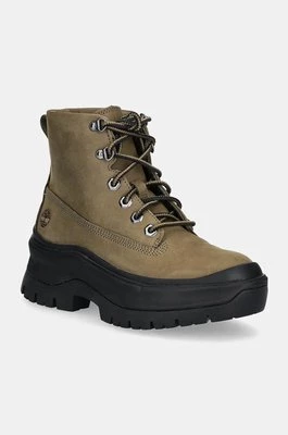 Timberland buty skórzane Roxie Lane damskie kolor zielony na platformie lekko ocieplone TB0A295JEO81