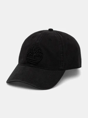 Timberland czapka z daszkiem bawełniana kolor czarny z aplikacją TB0A61UJ0011