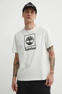 Timberland t-shirt bawełniany męski kolor beżowy z nadrukiem TB0A5QSPCM91