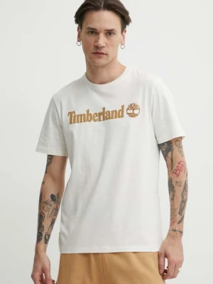 Timberland t-shirt bawełniany męski kolor beżowy z nadrukiem TB0A5UPQCM91