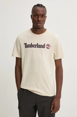 Timberland t-shirt bawełniany męski kolor beżowy z nadrukiem TB0A5UPQEFL1