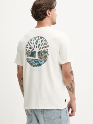 Timberland t-shirt bawełniany męski kolor beżowy z nadrukiem TB0A6DG5CM91