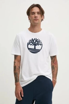 Timberland t-shirt bawełniany męski kolor biały z nadrukiem TB0A2C2R1001