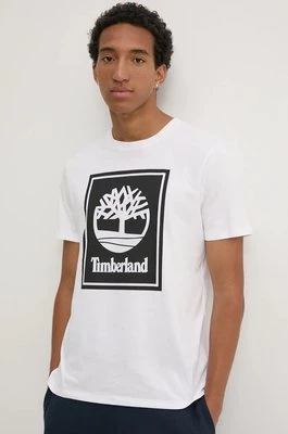 Timberland t-shirt bawełniany męski kolor biały z nadrukiem TB0A5WQQP541