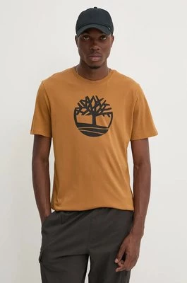 Timberland t-shirt bawełniany męski kolor brązowy z nadrukiem TB0A2C2RP471