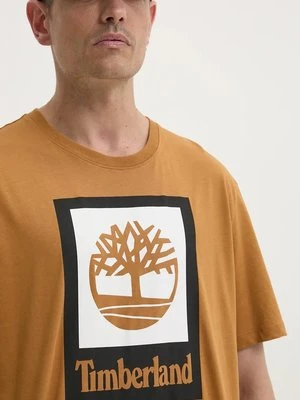 Timberland t-shirt bawełniany męski kolor brązowy z nadrukiem TB0A5QS2P471