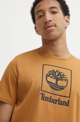 Timberland t-shirt bawełniany męski kolor brązowy z nadrukiem TB0A5QSPP471