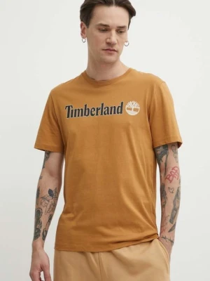 Timberland t-shirt bawełniany męski kolor brązowy z nadrukiem TB0A5UPQP471