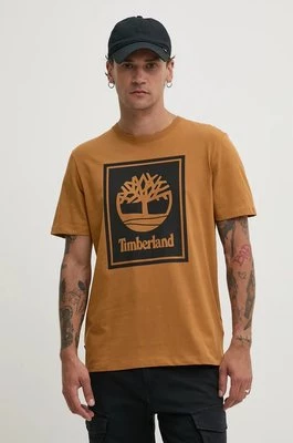 Timberland t-shirt bawełniany męski kolor brązowy z nadrukiem TB0A5WQQP571