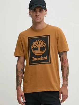 Timberland t-shirt bawełniany męski kolor brązowy z nadrukiem TB0A5WQQP571