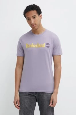 Timberland t-shirt bawełniany męski kolor fioletowy z nadrukiem TB0A5UPQEG71