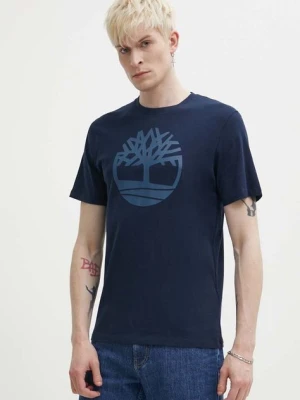 Timberland t-shirt bawełniany męski kolor granatowy z nadrukiem TB0A2C2RZ021