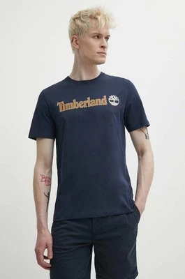 Timberland t-shirt bawełniany męski kolor granatowy z nadrukiem TB0A5UPQ4331