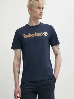 Timberland t-shirt bawełniany męski kolor granatowy z nadrukiem TB0A5UPQ4331