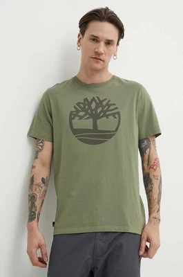 Timberland t-shirt bawełniany męski kolor zielony z nadrukiem TB0A2C2RAP61