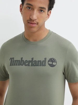 Zdjęcie produktu Timberland t-shirt bawełniany męski kolor zielony z nadrukiem TB0A5UPQ5901