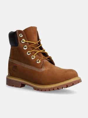 Timberland workery nubukowe PREMIUM 6 INCH BOOT kolor brązowy na płaskim obcasie TB1103602141