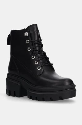 Timberland workery skórzane Everleigh damskie kolor czarny na płaskim obcasie TB0A41S70151