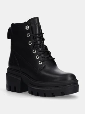 Timberland workery skórzane Everleigh damskie kolor czarny na płaskim obcasie TB0A41S70151