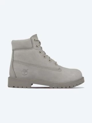 Timberland workery skórzane Premium 6 IN Waterproof damskie kolor szary na płaskim obcasie lekko ocieplone A172F-GRAPHITE