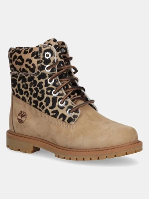 Timberland workery skórzane Premium 6 Inch Lace Up damskie kolor zielony na płaskim obcasie TB0A5M5NEN31
