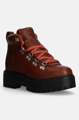 Timberland workery skórzane Stone Street damskie kolor brązowy na platformie TB0A27VJEM61