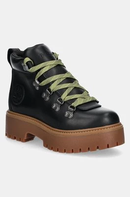 Timberland workery skórzane Stone Street damskie kolor czarny na płaskim obcasie TB0A27VJW021