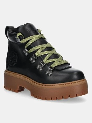 Timberland workery skórzane Stone Street damskie kolor czarny na płaskim obcasie TB0A27VJW021