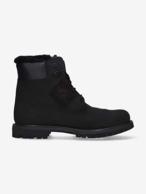 Timberland workery zamszowe 6 In Premium Shearlig damskie kolor czarny na płaskim obcasie ocieplone A1U7S-BLACK