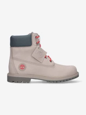 Timberland workery zamszowe 6IN Hert BT Cupsole W damskie kolor szary na płaskim obcasie lekko ocieplone A5M8Z-GREY