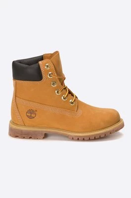 Timberland workery zamszowe 6in TB0103617131 damskie kolor beżowy na płaskim obcasie