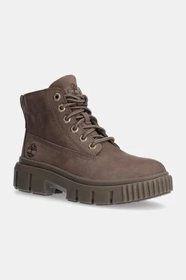 Timberland workery zamszowe Greyfield damskie kolor brązowy na platformie TB0A2FT6EM51