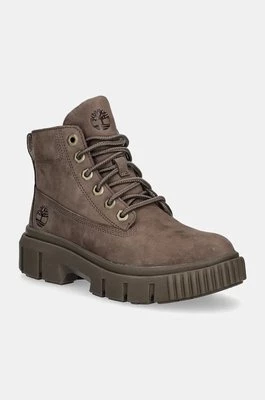 Timberland workery zamszowe Greyfield damskie kolor brązowy na platformie TB0A2FT6EM51