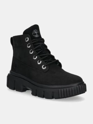 Timberland workery zamszowe Greyfield damskie kolor czarny na platformie TB0A5RNG0011