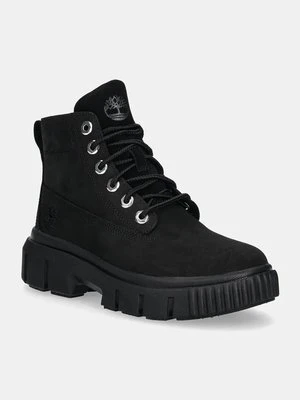 Timberland workery zamszowe Greyfield damskie kolor czarny na platformie TB0A5RNG0011