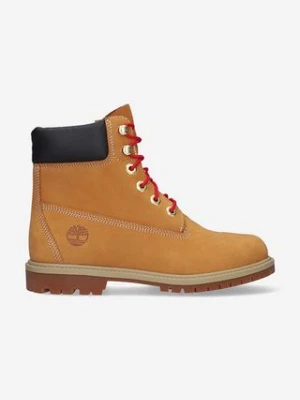 Timberland workery zamszowe Heritage 6 In Waterproof kolor brązowy na płaskim obcasie A2G4R-BROWN