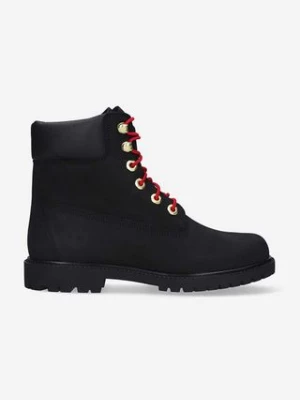 Timberland workery zamszowe Heritage 6 In Waterproof kolor czarny na płaskim obcasie A2G53-BLACK