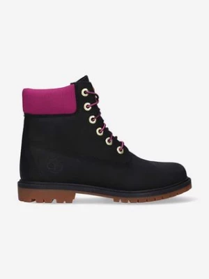 Timberland workery zamszowe Heritege 6 in Waterproof kolor czarny na płaskim obcasie A44KX-BLACK