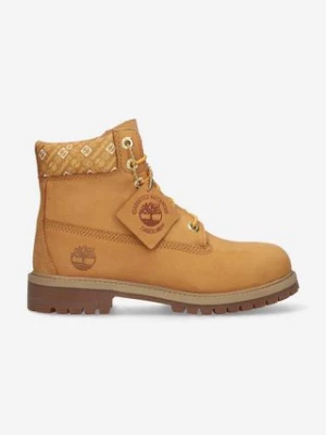 Timberland workery zamszowe Premium kolor brązowy na płaskim obcasie A5SY6-BROWN