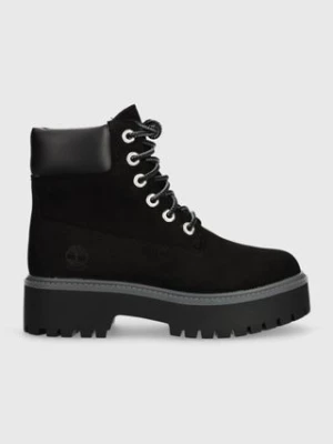 Timberland workery zamszowe Stone Street 6in WP damskie kolor czarny na platformie lekko ocieplone TB0A5RH50151