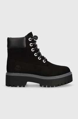 Timberland workery zamszowe Stone Street 6in WP damskie kolor czarny na platformie lekko ocieplone TB0A5RH50151