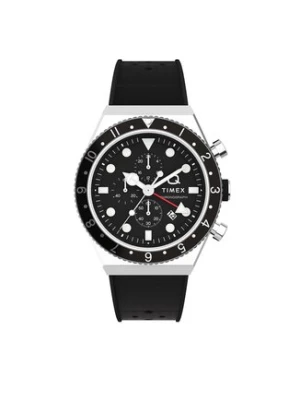 Timex Zegarek Q Timex Three Time Zone Chronograph TW2V70000 Czarny